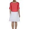ruffled cotton top in coral | Knee Length White Skirt