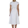 white jacquard midi dress with a close, figure-skimming fit.