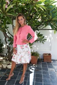 coral cotton lace blouse | floral midi skirt | ASITA SAHABI