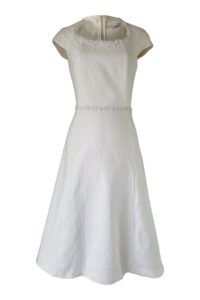 white mid dress in A-line and cotton jacquard | ASITA SAHABI