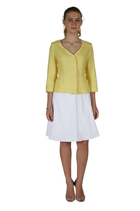 yellow jacket with fringes in silk-Bouclé | ASITA SAHABI