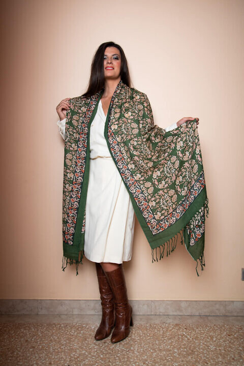 green wool and silk pashmina | exclusive accessories