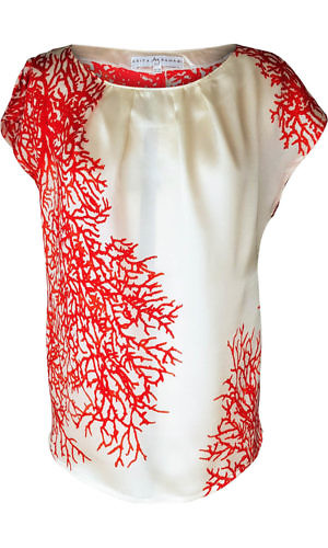 coral red silk top | ASITA SAHABI