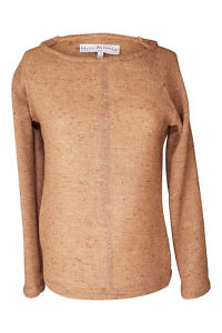 cognac wool sweater with submarine neckline
