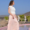 salmon pink silk maxi skirt | festive wear