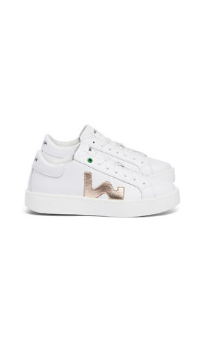 leather sneakers in white and gold | Italian sneakers