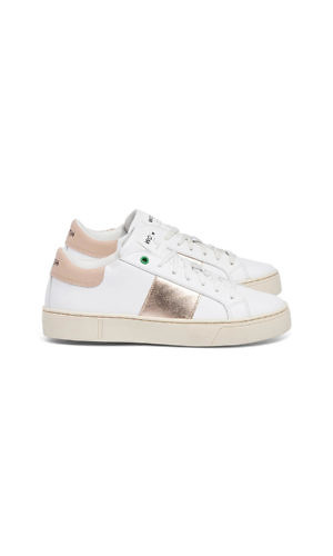 white WOMSH sneakers KINGSTON with details in copper and beige