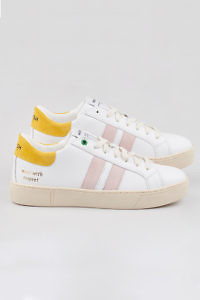 KINGSTON sustainable sneakers WHITE SUN in white, rosé and yellow leather | yellow sneakers