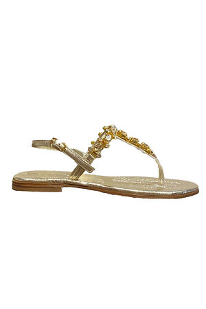 Golden Capri leather sandals with swarowski stones VITTORIA