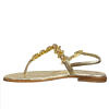 Golden Capri leather sandals with swarowski stones | golden jewel sandals