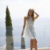 POSITANO BLITZ | Hemdblusenkleid EVA aus Leinenstoff mit Blumendruck in Mint und Weiß | Weltweiter Versand und hochwertige Kleidungsstücke bei asitasahabi.com