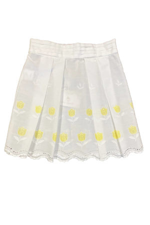 white cotton skirt for girls with yellow tulips SISI