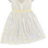 weißes Baumwollkleid für Mädchen mit gelben Vögeln und Rüschen MELISSA