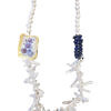 Halskette mit Moosquarz, Perlen, weißen Korallen und Keramik