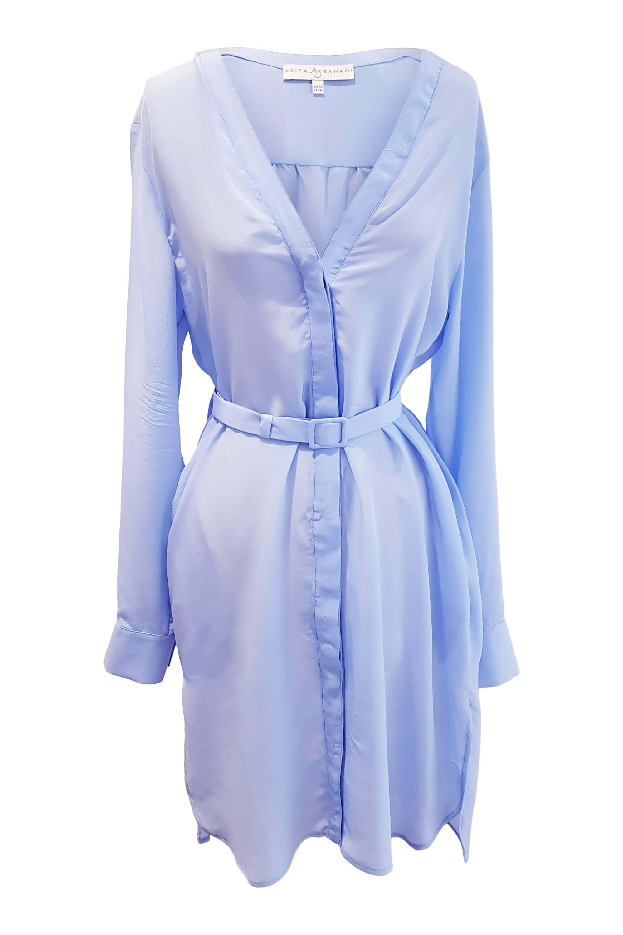 blue shirtwaist dress