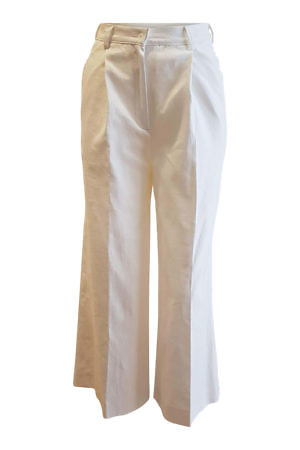 palazzo pants in an elastic ivory linen blend