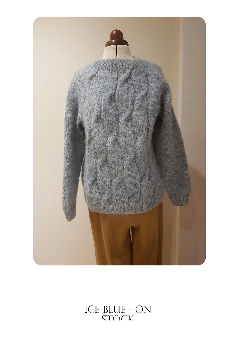 ice blue thick hand knitted sweater in a soft alpaca merino blend NELIA ...