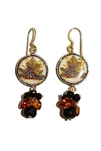 ASITA SAHABI earrings with amber and ceramics on lavastone