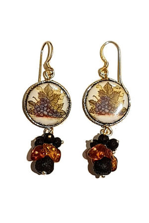 ASITA SAHABI earrings with amber and ceramics on lavastone