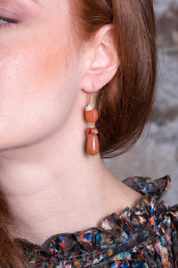 earrings with Carneol and pearls MONTEPULCIANO
