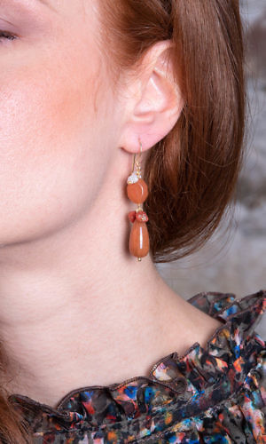 earrings with Carneol and pearls MONTEPULCIANO