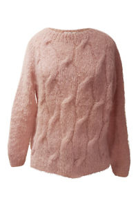 dusty pink alpaca pullover with cable knit NELIA