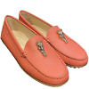 Coral red AIGNER nappa leather moccasin with a horse head detail