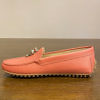 Coral red AIGNER nappa leather moccasin with a horse head detail