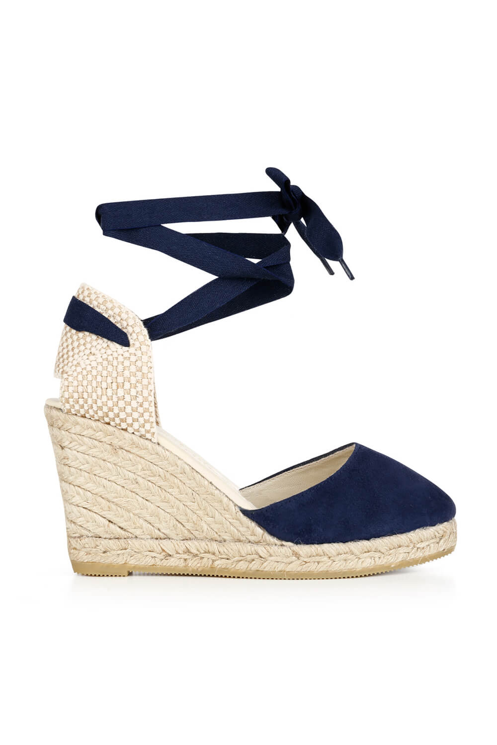 blue espadrilles with linen ankle straps and wedge heels COLIN ULTRAMARINO | ASITA SAHABI