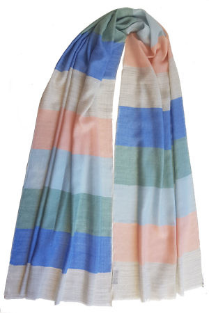 Pashmina RAINBOW with block stripes in pastel colors