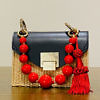 JADISE Sicilia | small black and red colored joyful bag in leather and raffia LILY