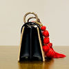 JADISE Sicilia | small black and red colored joyful bag in leather and raffia LILY