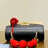 JADISE Sicily | small black and red colored joyful bag in leather and raffia LILY