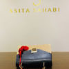 JADISE Sicily | black and red colored joyful bag in leather and raffia KATE