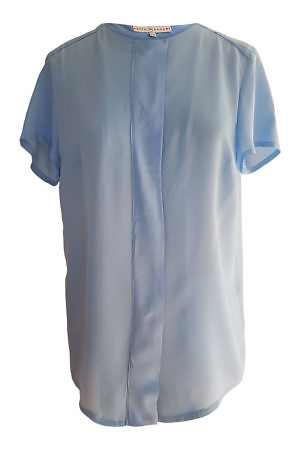 short sleeved blouse BIRGIT in matte light blue silk