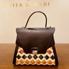 JADISE Sicily | big multi-colored and black raffia and leather bag SABRINA