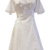 white cotton dress with floral embroideries and angel sleeves