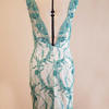 ASITA SAHABI cocktail dress with open back in turquoise and ivory MALÈNA