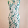 ASITA SAHABI cocktail dress with open back in turquoise and ivory MALÈNA
