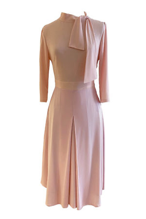 midi dress ROSA in light pink viscose crêpe and A-Line