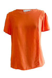 short sleeved blouse top ARANCIA in coral red viscose