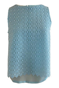 layering top in embroidered baby blue silk HERA