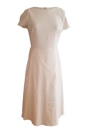 ivory linen dress in midi length NATALIE
