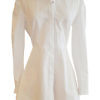 weiße, schmal geschnittene lange Bluse mit Schleife NELIA aus reiner Baumwolle