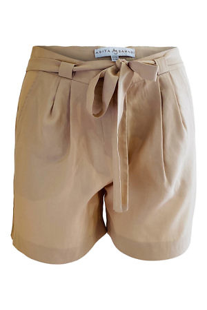 shorts in beige tencel NICOLE | beige paperbag shorts