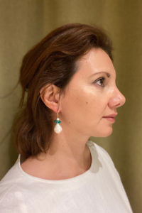pendant earrings with pearls and green onyx ZANZIBAR
