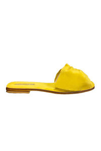EDDICUOMO flat yellow suede leather sandals | yellow Positano-sandals