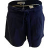 Shorts in beige Tencel NICOLE | dunkelblaue Paperbag-Shorts