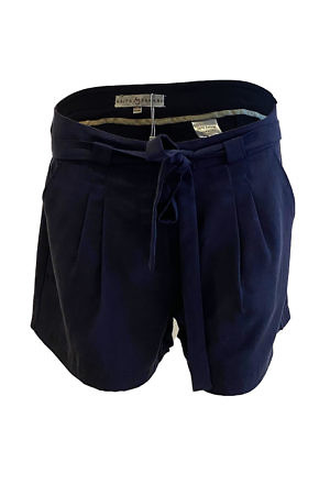 Shorts in beige Tencel NICOLE | dunkelblaue Paperbag-Shorts