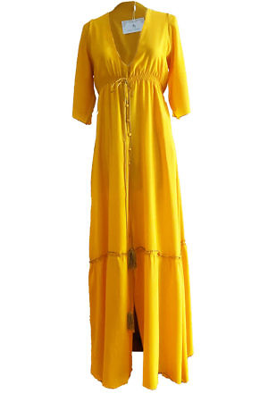 ASITA SAHABI yellow maxi dress in crêpe de chine | yellow silk dress